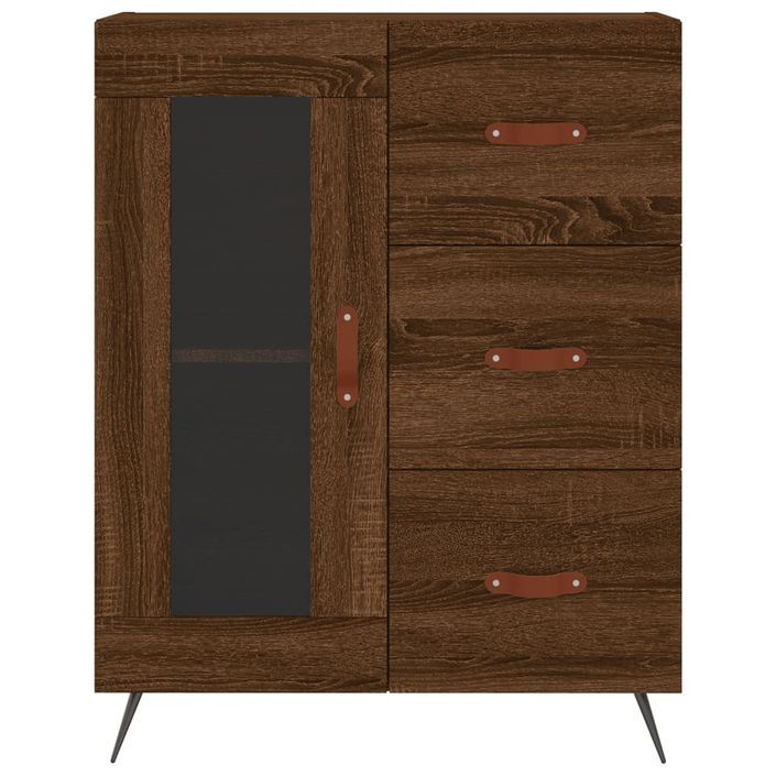 Buffet chêne marron 69,5x34x90 cm bois d'ingénierie - Photo n°5