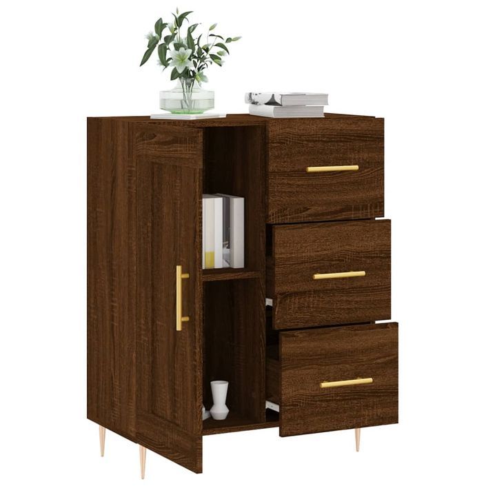 Buffet chêne marron 69,5x34x90 cm bois d'ingénierie - Photo n°4