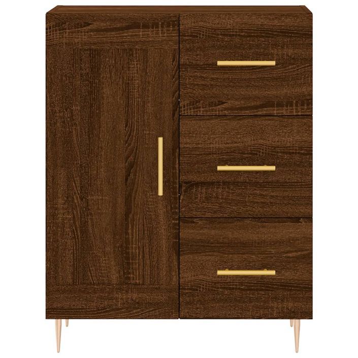 Buffet chêne marron 69,5x34x90 cm bois d'ingénierie - Photo n°5