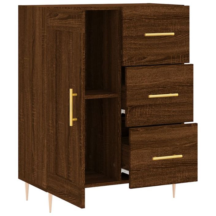 Buffet chêne marron 69,5x34x90 cm bois d'ingénierie - Photo n°6