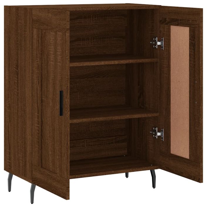 Buffet chêne marron 69,5x34x90 cm bois d'ingénierie - Photo n°6