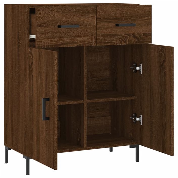 Buffet chêne marron 69,5x34x90 cm bois d'ingénierie - Photo n°5