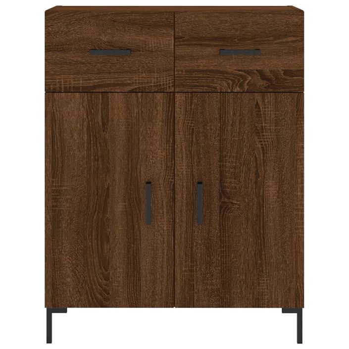 Buffet chêne marron 69,5x34x90 cm bois d'ingénierie - Photo n°6