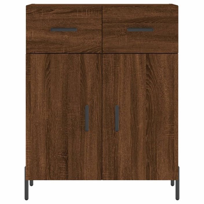 Buffet chêne marron 69,5x34x90 cm bois d'ingénierie - Photo n°6