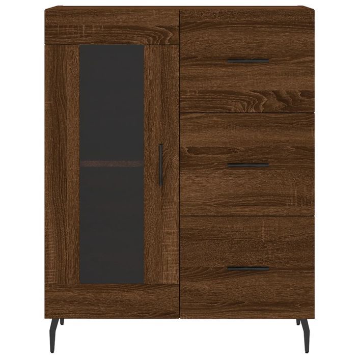 Buffet chêne marron 69,5x34x90 cm bois d'ingénierie - Photo n°5