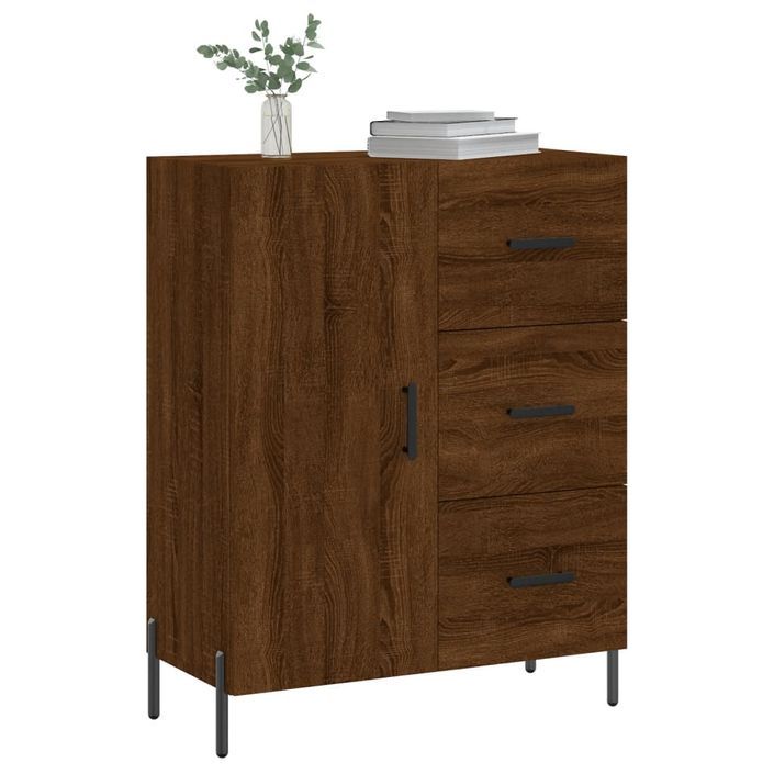 Buffet chêne marron 69,5x34x90 cm bois d'ingénierie - Photo n°3