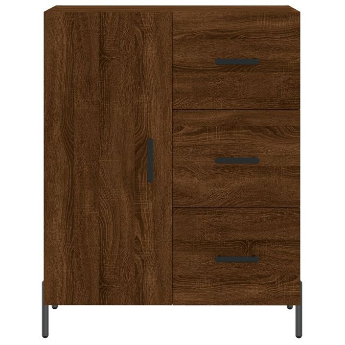 Buffet chêne marron 69,5x34x90 cm bois d'ingénierie - Photo n°5