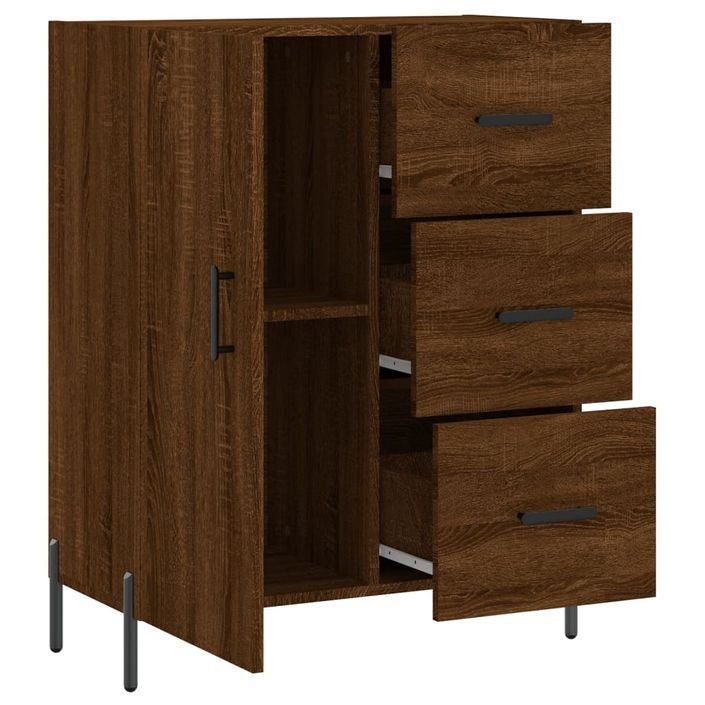 Buffet chêne marron 69,5x34x90 cm bois d'ingénierie - Photo n°6