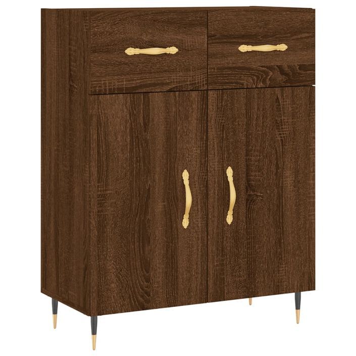 Buffet chêne marron 69,5x34x90 cm bois d'ingénierie - Photo n°1