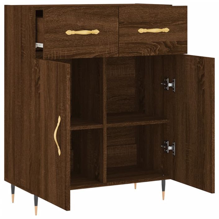 Buffet chêne marron 69,5x34x90 cm bois d'ingénierie - Photo n°5