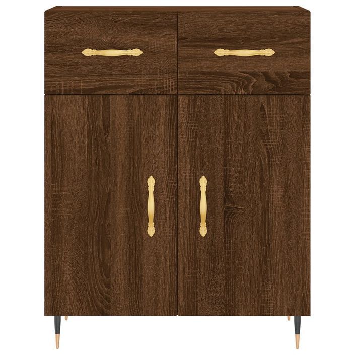 Buffet chêne marron 69,5x34x90 cm bois d'ingénierie - Photo n°6