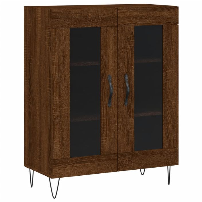 Buffet chêne marron 69,5x34x90 cm bois d'ingénierie - Photo n°1