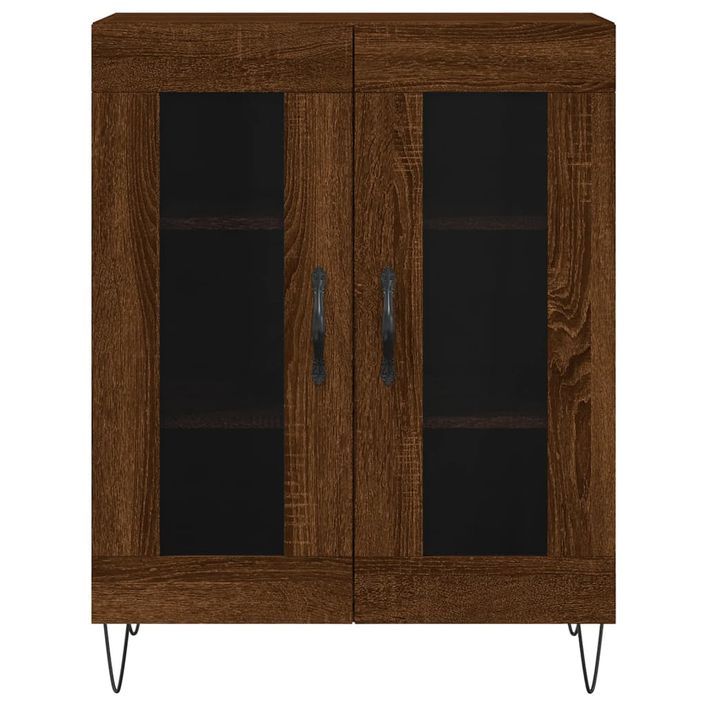 Buffet chêne marron 69,5x34x90 cm bois d'ingénierie - Photo n°5