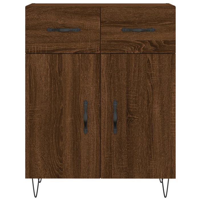 Buffet chêne marron 69,5x34x90 cm bois d'ingénierie - Photo n°6