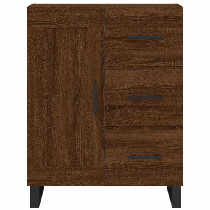 Buffet chêne marron 69,5x34x90 cm bois d'ingénierie - Photo n°5