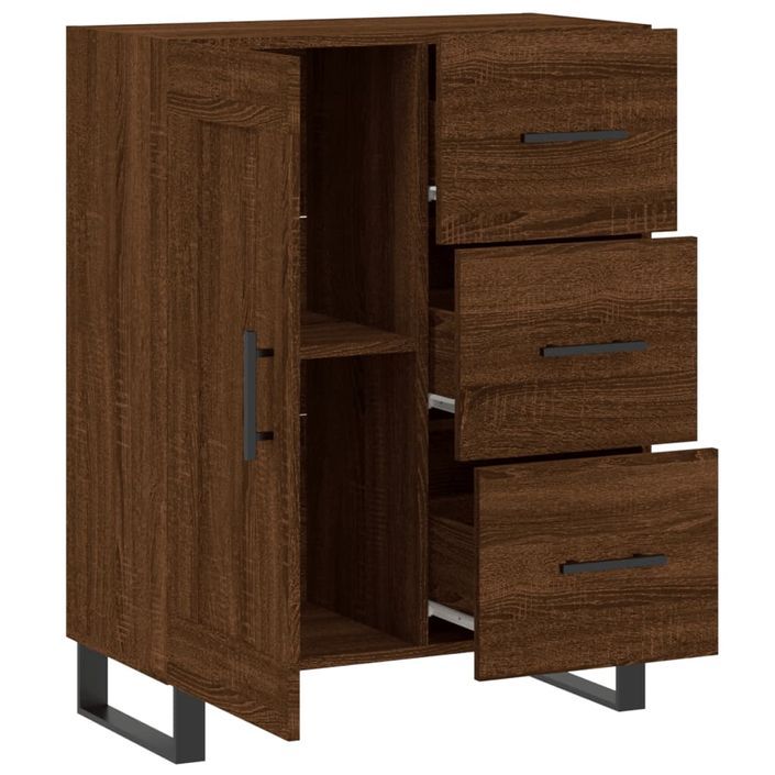 Buffet chêne marron 69,5x34x90 cm bois d'ingénierie - Photo n°6