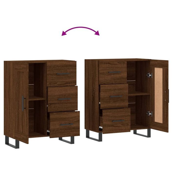 Buffet chêne marron 69,5x34x90 cm bois d'ingénierie - Photo n°9