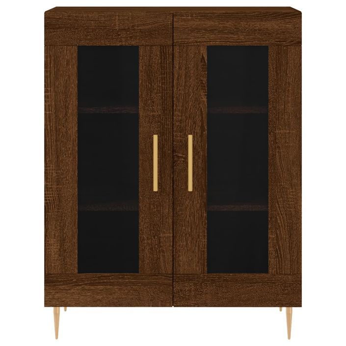 Buffet chêne marron 69,5x34x90 cm bois d'ingénierie - Photo n°5