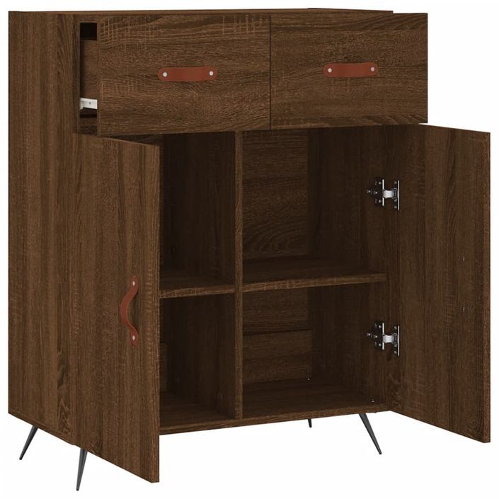 Buffet chêne marron 69,5x34x90 cm bois d'ingénierie - Photo n°5