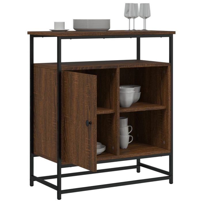 Buffet chêne marron 69x35x80 cm bois d'ingénierie - Photo n°4