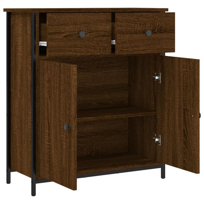 Buffet chêne marron 70x30x80 cm bois d'ingénierie - Photo n°5