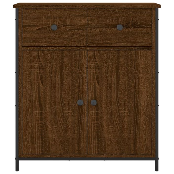 Buffet chêne marron 70x30x80 cm bois d'ingénierie - Photo n°6