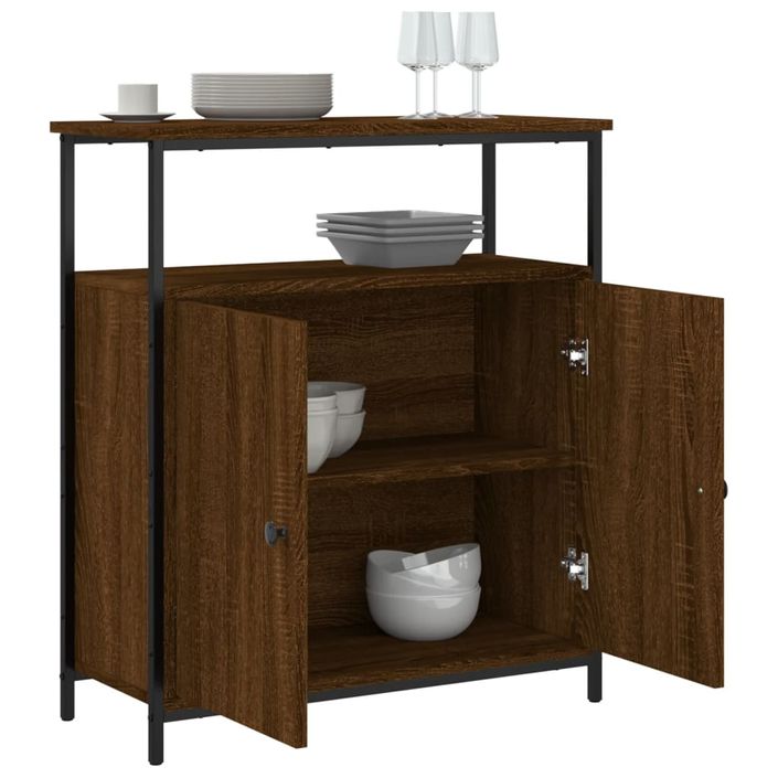 Buffet chêne marron 70x30x80 cm bois d'ingénierie - Photo n°4