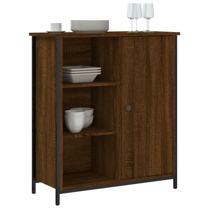 Buffet chêne marron 70x30x80 cm bois d'ingénierie - Photo n°3