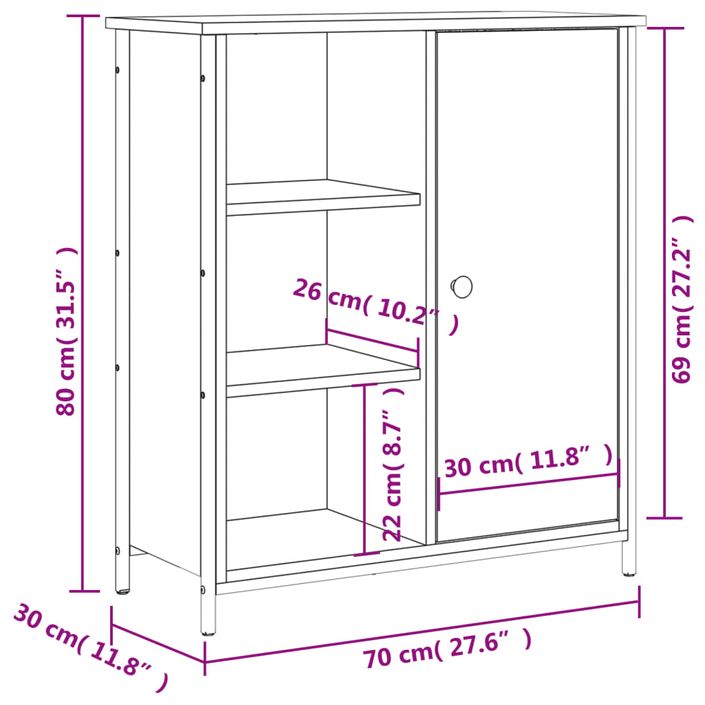 Buffet chêne marron 70x30x80 cm bois d'ingénierie - Photo n°12