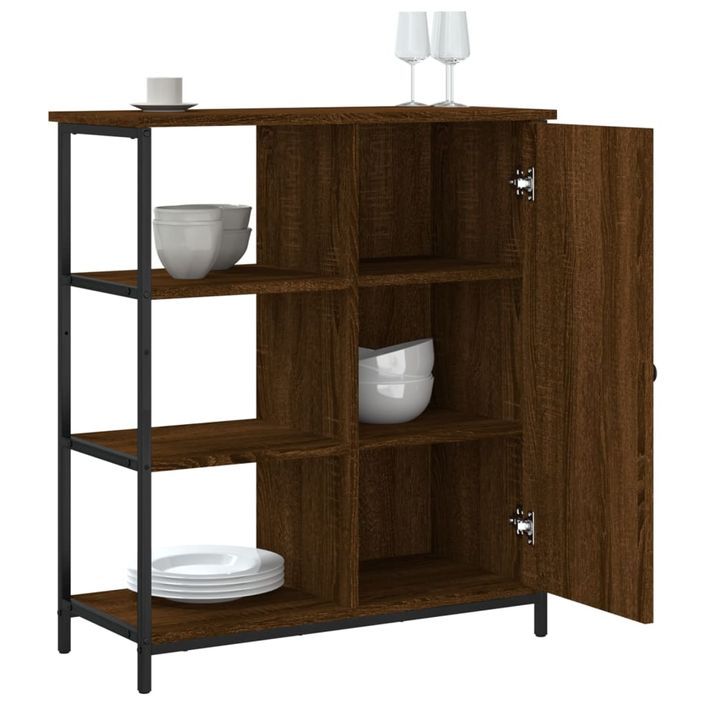 Buffet chêne marron 70x30x80 cm bois d'ingénierie - Photo n°4