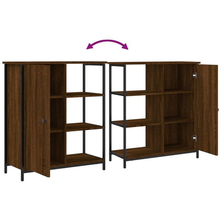 Buffet chêne marron 70x30x80 cm bois d'ingénierie - Photo n°9