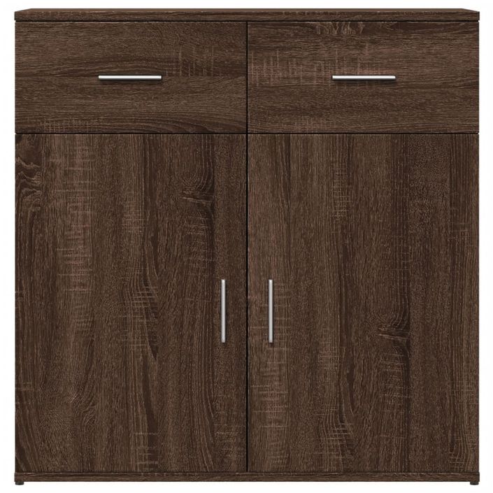 Buffet chêne marron 79x38x80 cm bois d'ingénierie - Photo n°5