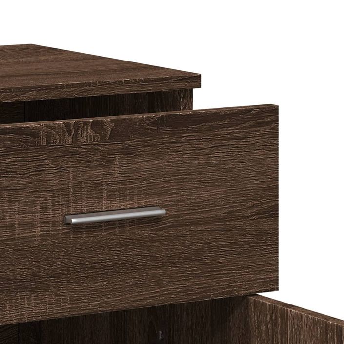 Buffet chêne marron 79x38x80 cm bois d'ingénierie - Photo n°8