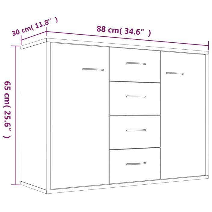 Buffet Chêne marron 88x30x65 cm Bois d'ingénierie - Photo n°6