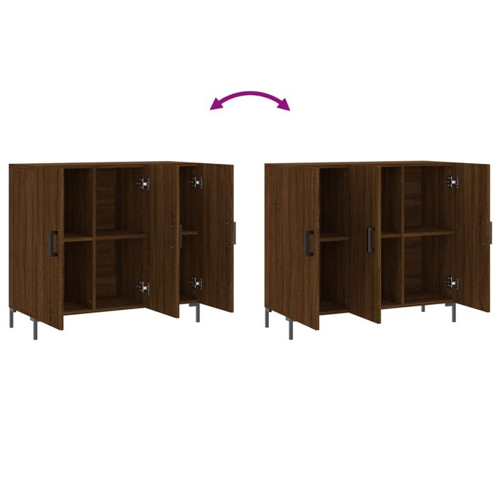 Buffet chêne marron 90x34x80 cm bois d'ingénierie - Photo n°9