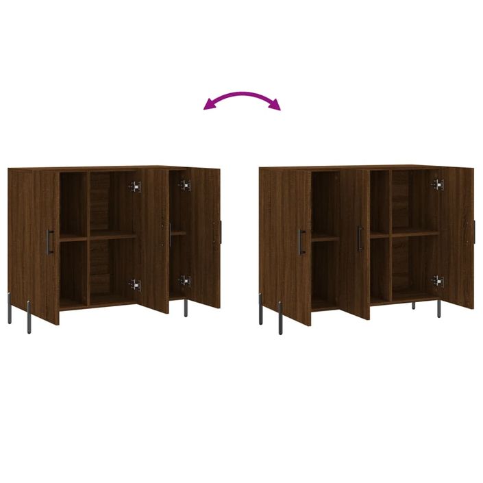 Buffet chêne marron 90x34x80 cm bois d'ingénierie - Photo n°9