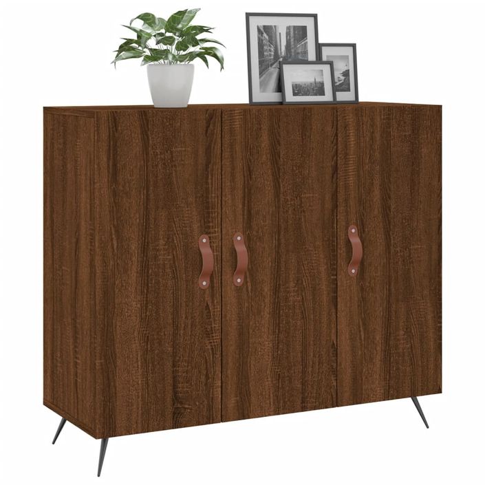 Buffet chêne marron 90x34x80 cm bois d'ingénierie - Photo n°3