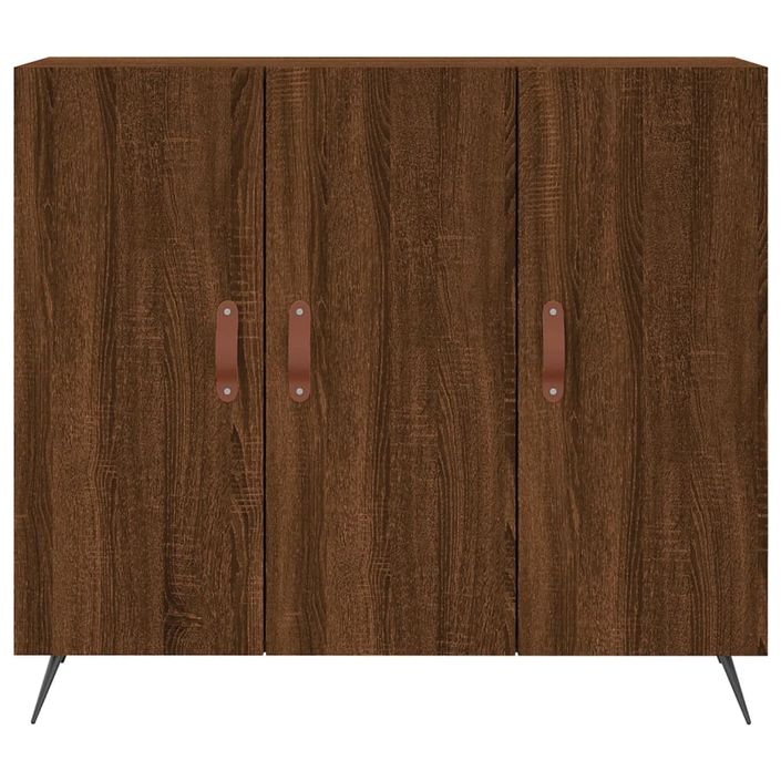 Buffet chêne marron 90x34x80 cm bois d'ingénierie - Photo n°6