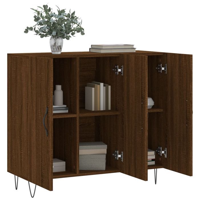 Buffet chêne marron 90x34x80 cm bois d'ingénierie - Photo n°4