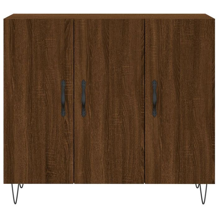 Buffet chêne marron 90x34x80 cm bois d'ingénierie - Photo n°6