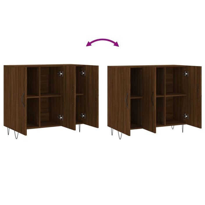 Buffet chêne marron 90x34x80 cm bois d'ingénierie - Photo n°9