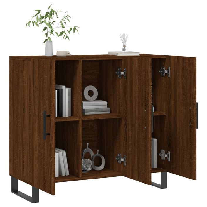 Buffet chêne marron 90x34x80 cm bois d'ingénierie - Photo n°4