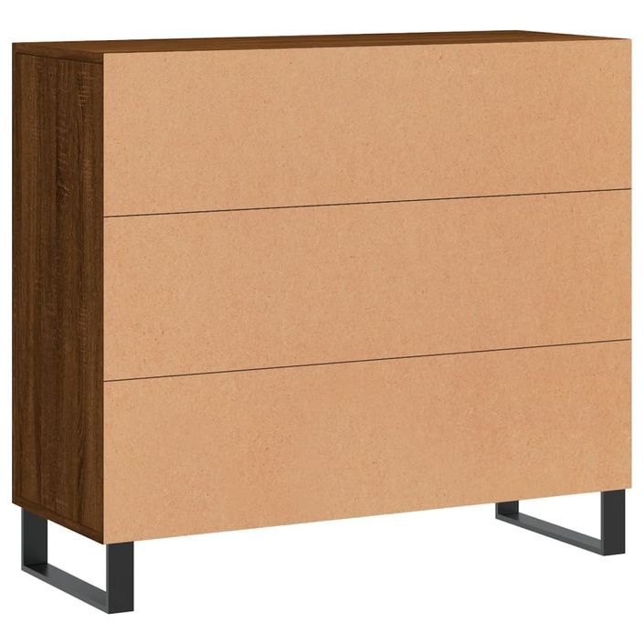 Buffet chêne marron 90x34x80 cm bois d'ingénierie - Photo n°8