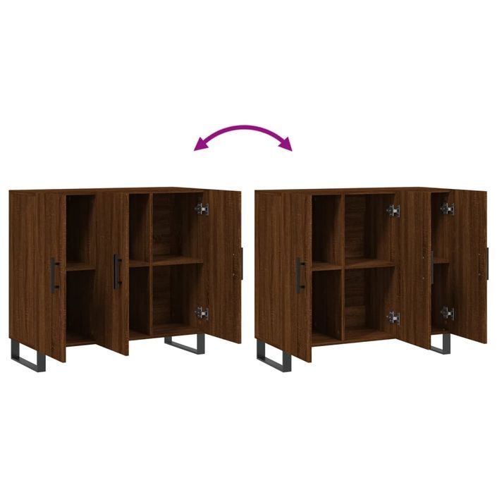 Buffet chêne marron 90x34x80 cm bois d'ingénierie - Photo n°9