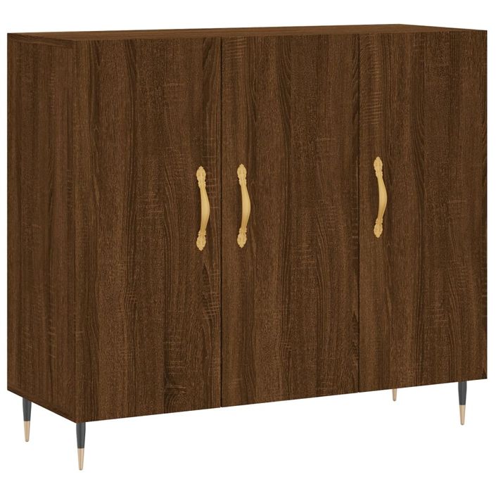 Buffet chêne marron 90x34x80 cm bois d'ingénierie - Photo n°1