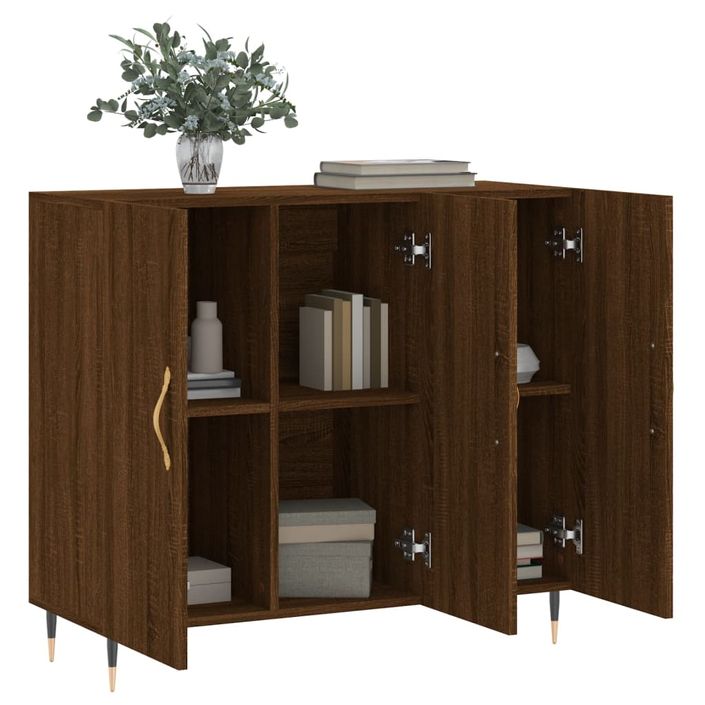 Buffet chêne marron 90x34x80 cm bois d'ingénierie - Photo n°4