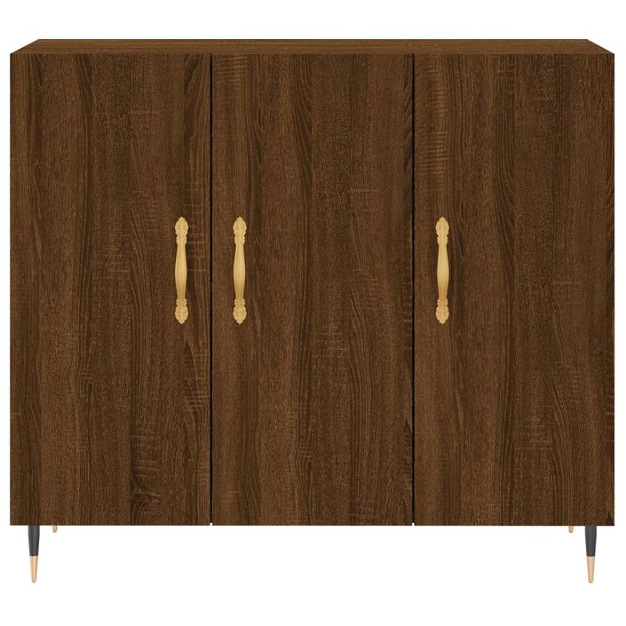 Buffet chêne marron 90x34x80 cm bois d'ingénierie - Photo n°6