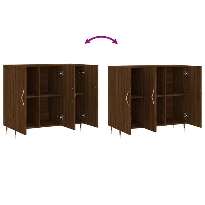 Buffet chêne marron 90x34x80 cm bois d'ingénierie - Photo n°9