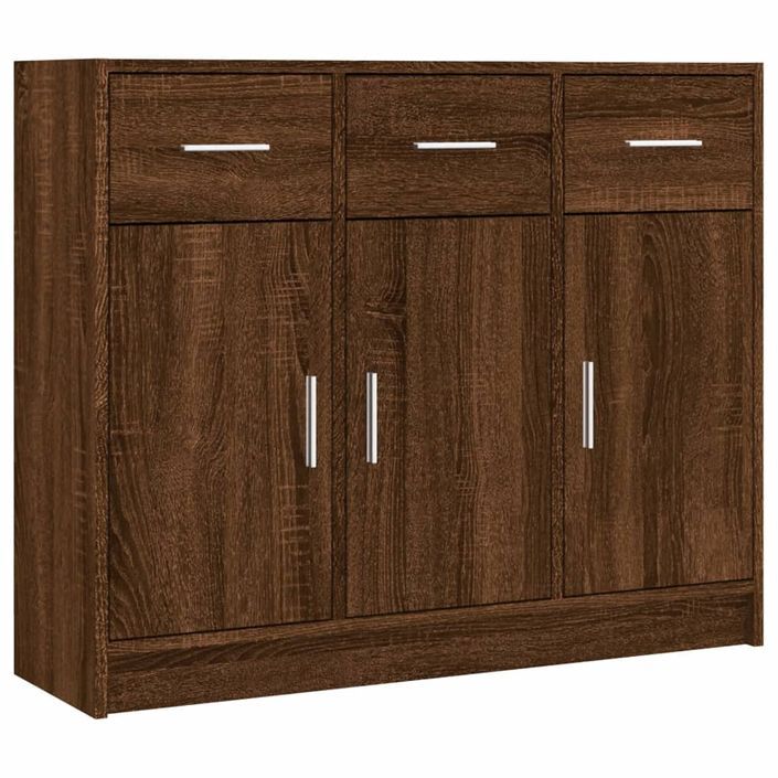 Buffet chêne marron 91x28x75 cm bois d'ingénierie - Photo n°1