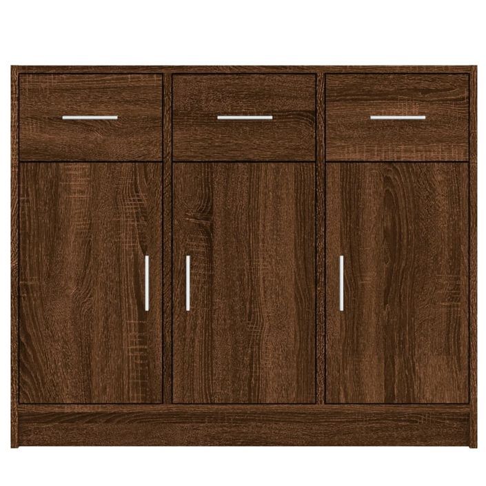 Buffet chêne marron 91x28x75 cm bois d'ingénierie - Photo n°5